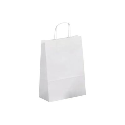 SAUL SADOCH REX Shopper Bianca in Carta Kraft con Manici Ritorti, 26 × 12 × 36 cm