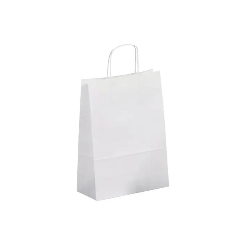 SAUL SADOCH REX Shopper Bianca in Carta Kraft con Manici Ritorti, 26 × 12 × 36 cm
