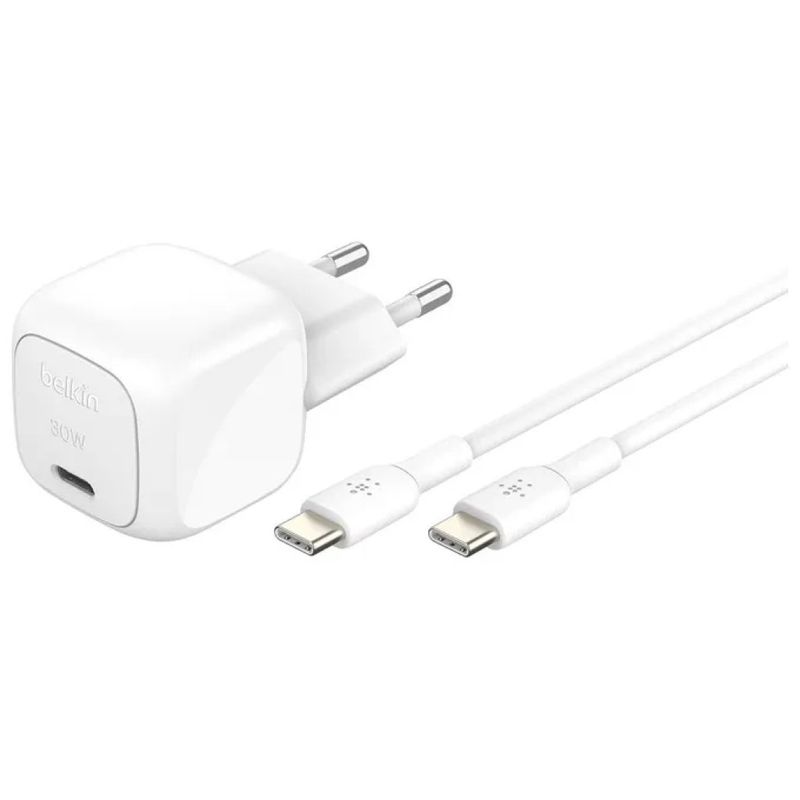 Belkin BoostCharge caricabatterie USB-C 30 W con cavo da 1 m, bianco