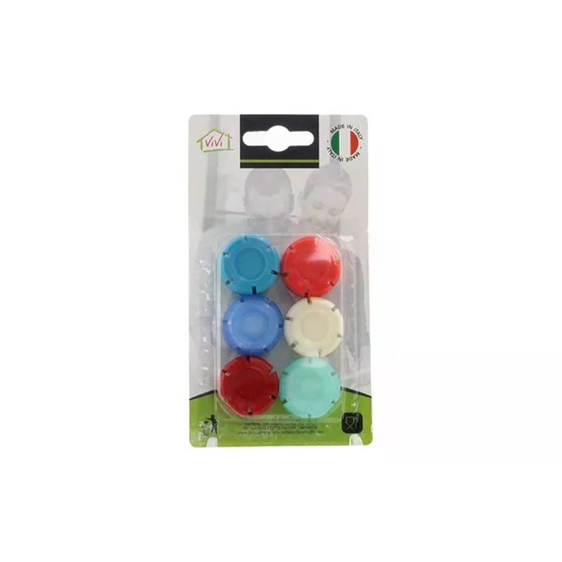 3C CASA Set da 6 tappi colorati in plastica per bottiglie 3C CASA