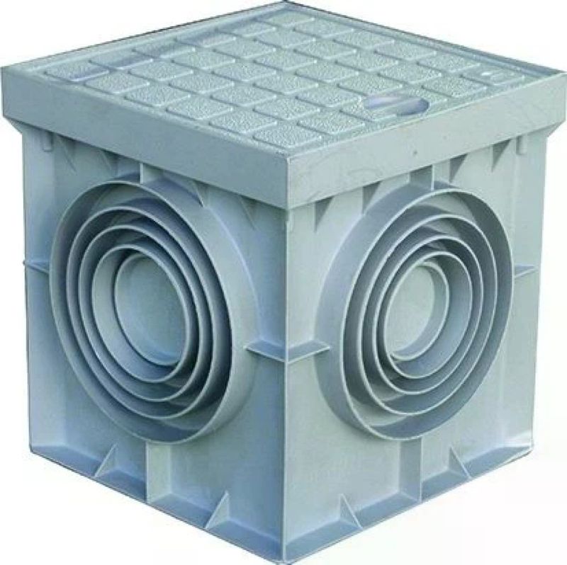 VIGOR-BLINKY Pozzetto di drenaggio in polipropilene grigio con coperchio 55 x 55 cm