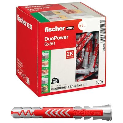 Fischer DuoPower 6 x 50 mm – 100 tasselli universali Fischer DuoPower 6 x 50 mm – 100 tasselli universali