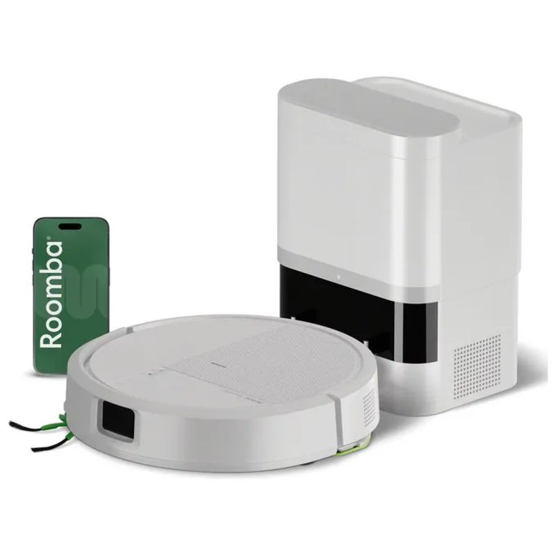 IRobot Roomba 115 Combo Robot Aspirapolvere e Lavapavimenti con Base AutoEmpty, Wi-Fi e App, Bianco