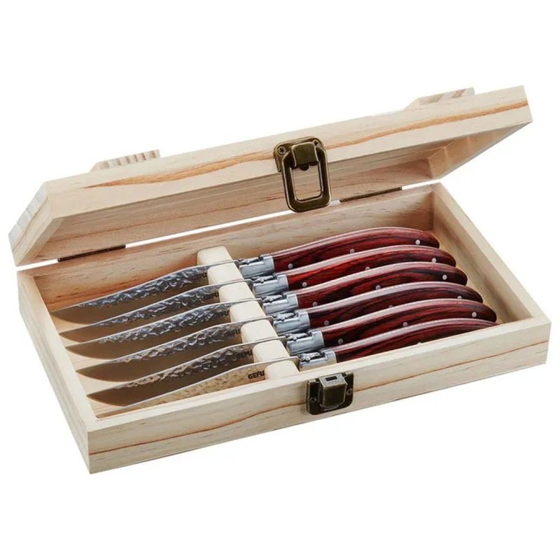 GEFU RANCHO – Set di 6 coltelli da steak con manico in legno di Pakka