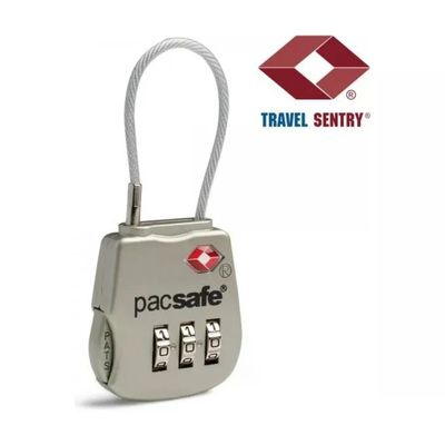 Pacsafe Prosafe 800 Lucchetto TSA con Cavo in Acciaio, Argento
