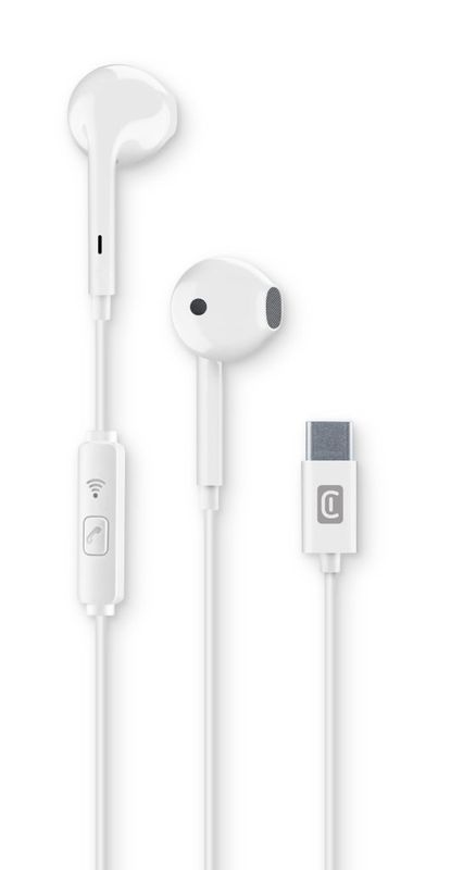 Cellular Line Capsule Auricolari USB-C con Microfono, Bianchi