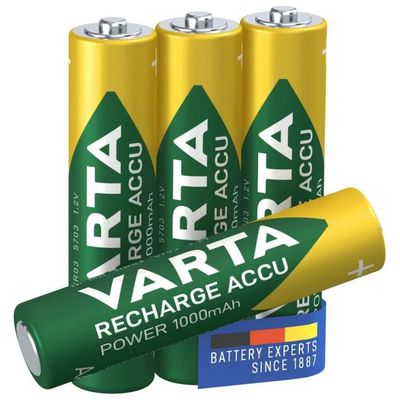 VARTA Batterie Ricaricabili AAA NiMH 1000 mAh, Confezione da 4