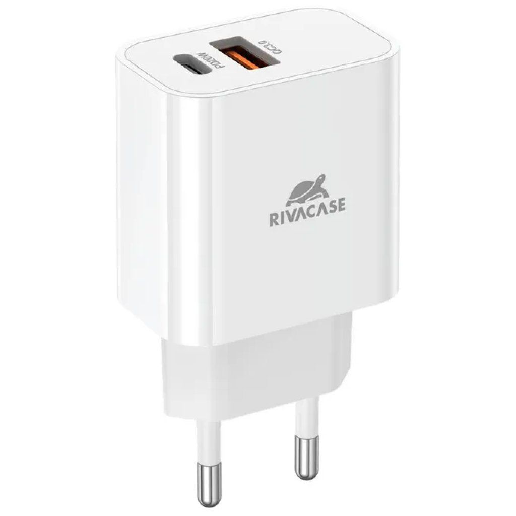 Rivacase PS4102W00 Caricabatterie USB-C e USB-A 20 W Bianco