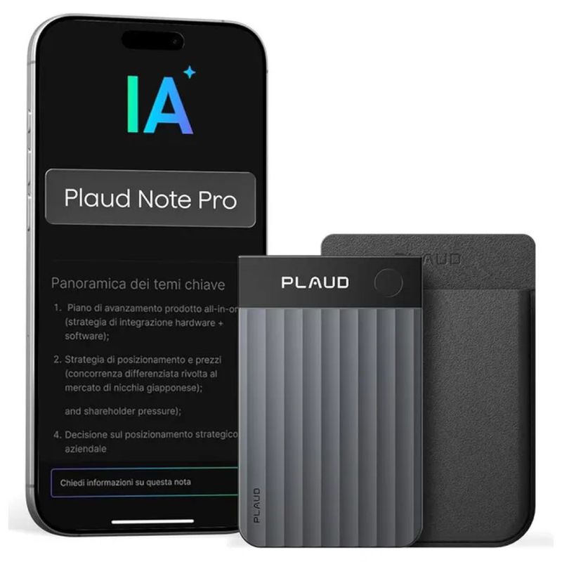 Plaud Note Pro Registratore Vocale AI 64 GB Trascrizione 112 Lingue Wi-Fi Bluetooth 5