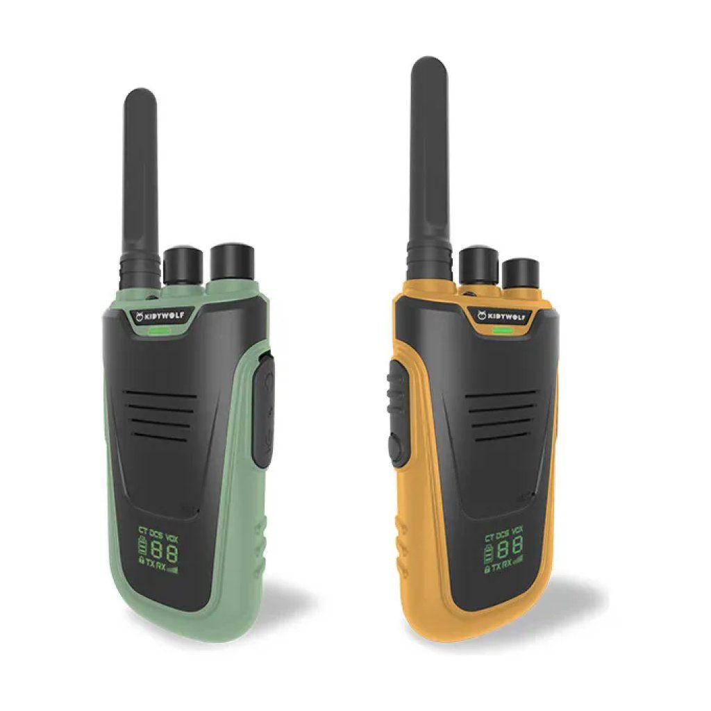 KIDYWOLF 418014 Walkie Talkie per Bambini, 16 Canali, Verde e Arancione