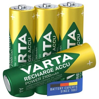 VARTA Recharge Accu Power Batterie AA Ricaricabili 2100 mAh, 4 Pezzi