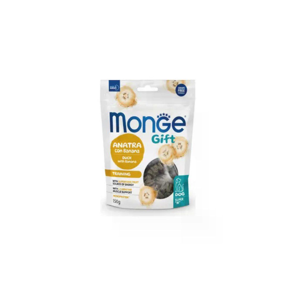 Monge Gift Snack per Cani Adulti con Anatra e Banana, 150 g