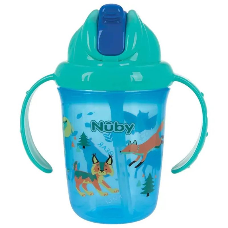 Nuby NV04049 – Tazza per bambini con cannuccia antiversamento, 443 ml
