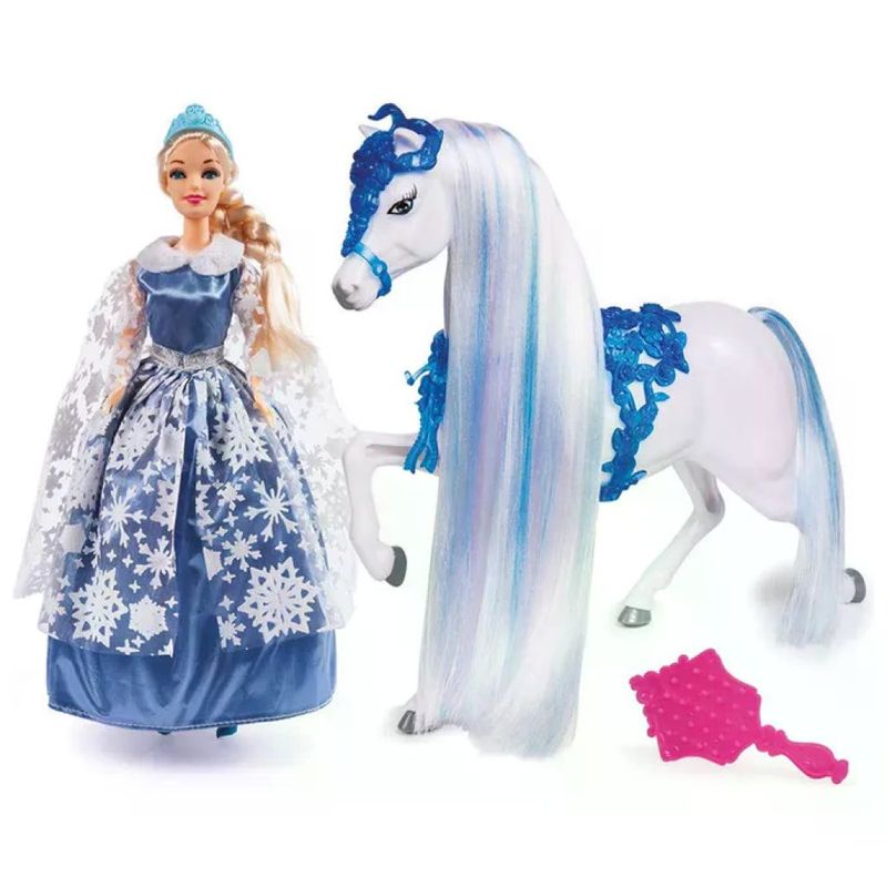 GRANDI GIOCHI Bambola Regina dei Ghiacci con Cavallo, 30 cm – Grandi Giochi