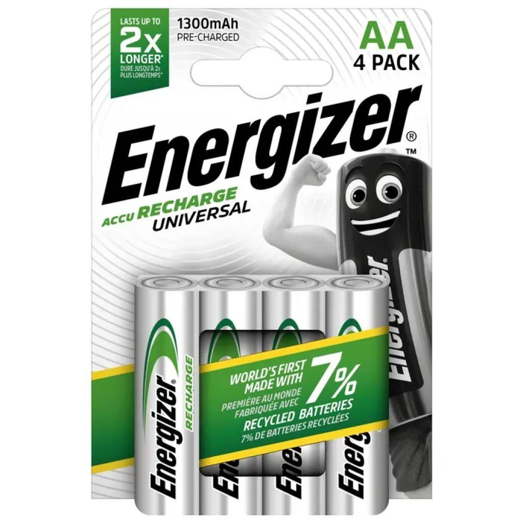Energizer Recharge Universal – 4 batterie AA NiMH 1300 mAh