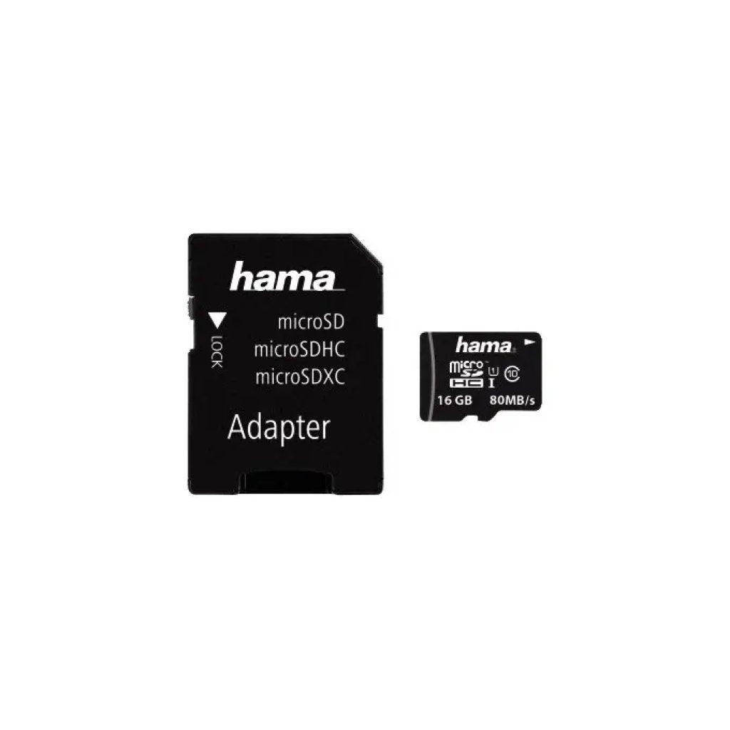Hama Scheda microSDHC 16 GB UHS-I Classe 10 con adattatore SD