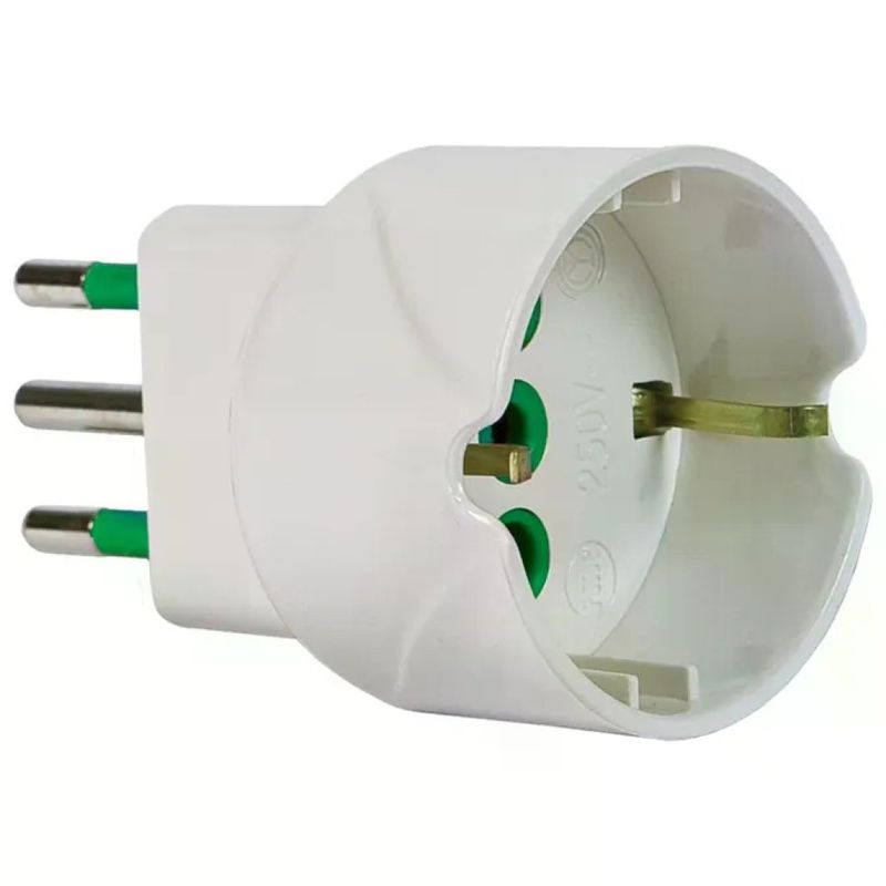FANTON 82600-E Adattatore Spina Italiana 10A a Presa Italo-Tedesca 16A, Bianco