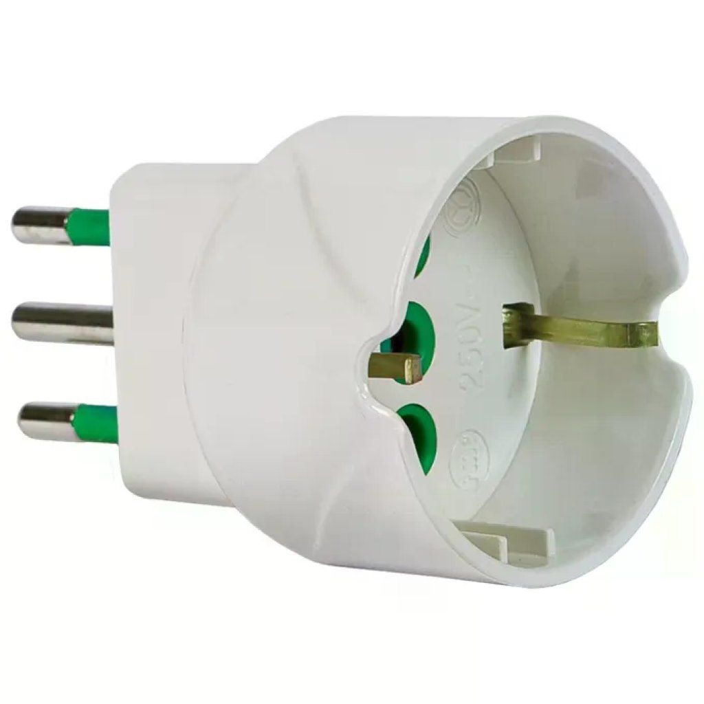 FANTON 82600-E Adattatore da Spina Italiana 10A a Presa Italo-Tedesca 16A, Bianco