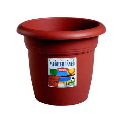 Stefanplast Mediterraneo – Vaso tondo in plastica color terracotta, 20 cm, 2,5 L