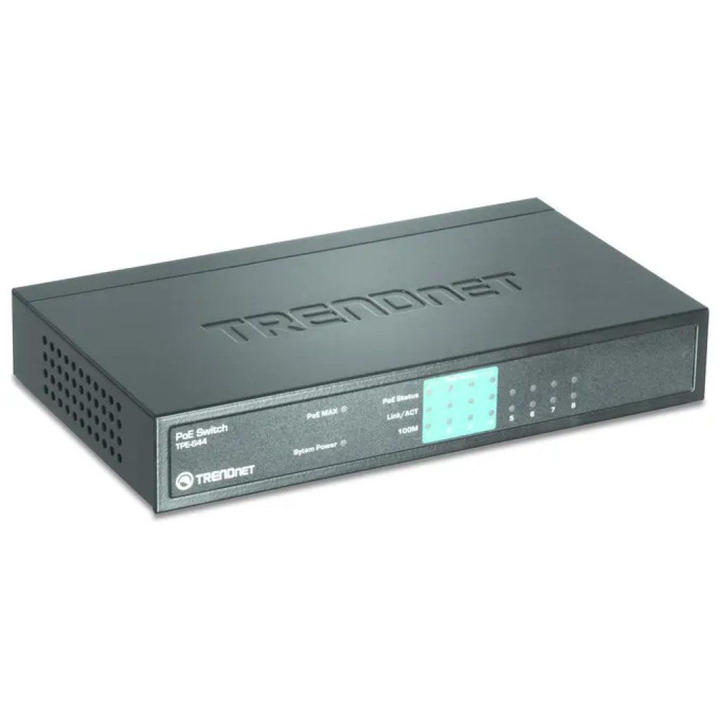 TRENDnet TPE-S44 Switch di rete non gestito 8 porte 10-100 Mbps 4 PoE 30 W 1.6 Gbps colore Nero TRENDnet TPE-S44 Switch di rete non gestito 8 porte 10-100 Mbps 4 PoE 30 W 1.6 Gbps colore Nero