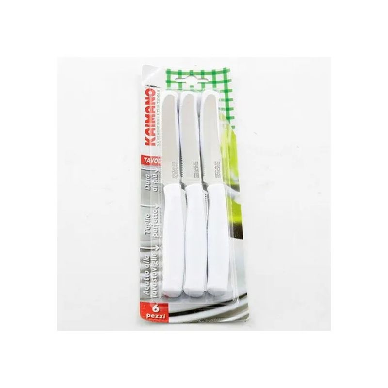 KAIMANO Set di 6 coltelli da tavola seghettati bianchi
