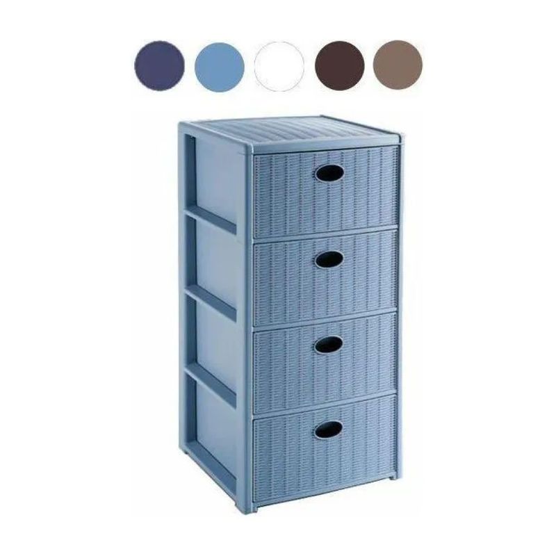 Stefanplast Elegance Cassettiera 4 Cassetti Bianca Effetto Rattan