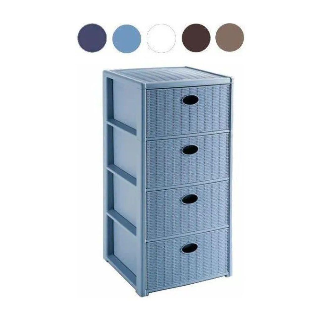 Stefanplast Elegance Cassettiera 4 Cassetti Effetto Rattan Bianca