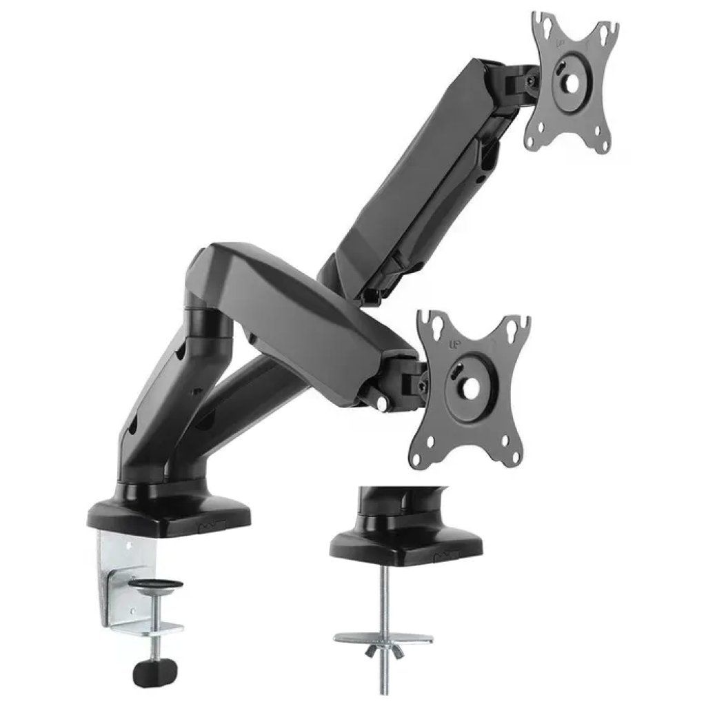 VALUE 17.99.1163-3 Supporto pneumatico doppio monitor 12–27″ nero