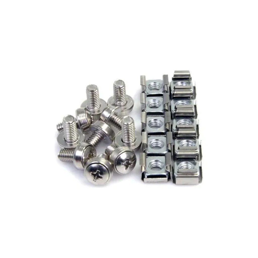 StarTech.com CABSCREWM62 Kit Viti e Dadi in Gabbia M6 per Rack 19'' e 10'' Fori Quadrati 100 pz colore Argento