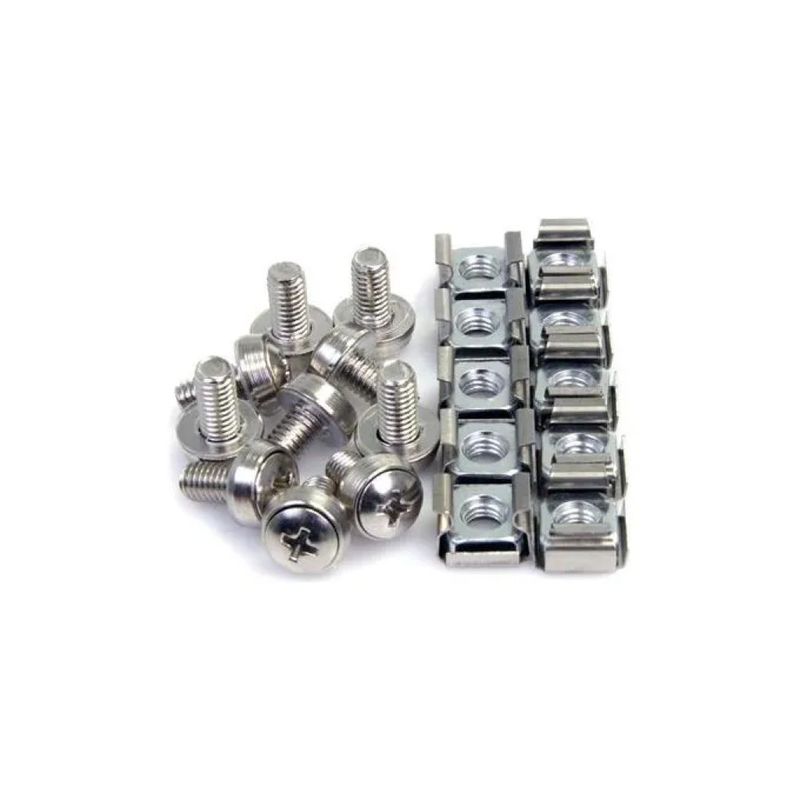 StarTech.com CABSCREWM62 Kit Viti e Dadi in Gabbia M6 per Rack 19'' e 10'' Fori Quadrati 100 pz colore Argento