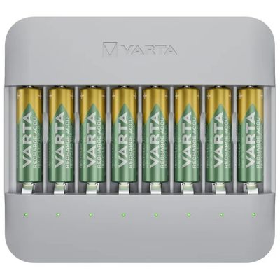VARTA Eco Charger Multi Recycled USB-C con 8 batterie AA da 2100 mAh