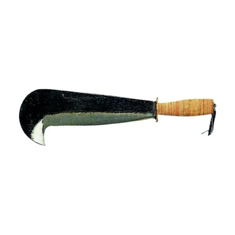 Rinaldi N. 2 Roncola Valcamonica, lama forgiata e temperata, manico in cuoio, 29 cm