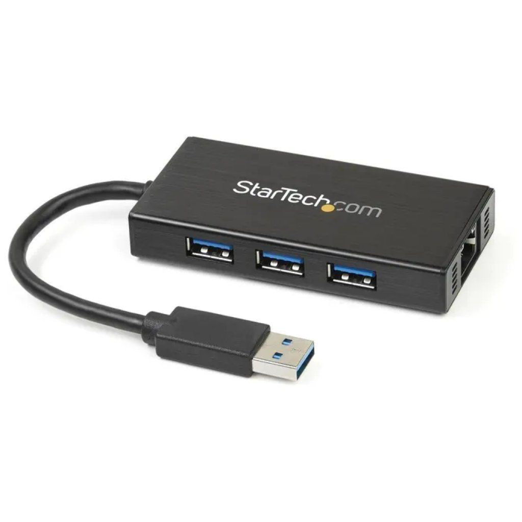 StarTech.com ST3300GU3B Hub USB 3.2 Gen 1 a 3 Porte con Ethernet Gigabit Integrata e Cavo Integrato colore Nero StarTech.com ST3300GU3B Hub USB 3.2 Gen 1 a 3 Porte con Ethernet Gigabit Integrata e Cavo Integrato colore Nero