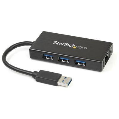 StarTech.com ST3300GU3B Hub USB 3.2 Gen 1 a 3 Porte con Ethernet Gigabit Integrata e Cavo Integrato colore Nero StarTech.com ST3300GU3B Hub USB 3.2 Gen 1 a 3 Porte con Ethernet Gigabit Integrata e Cavo Integrato colore Nero