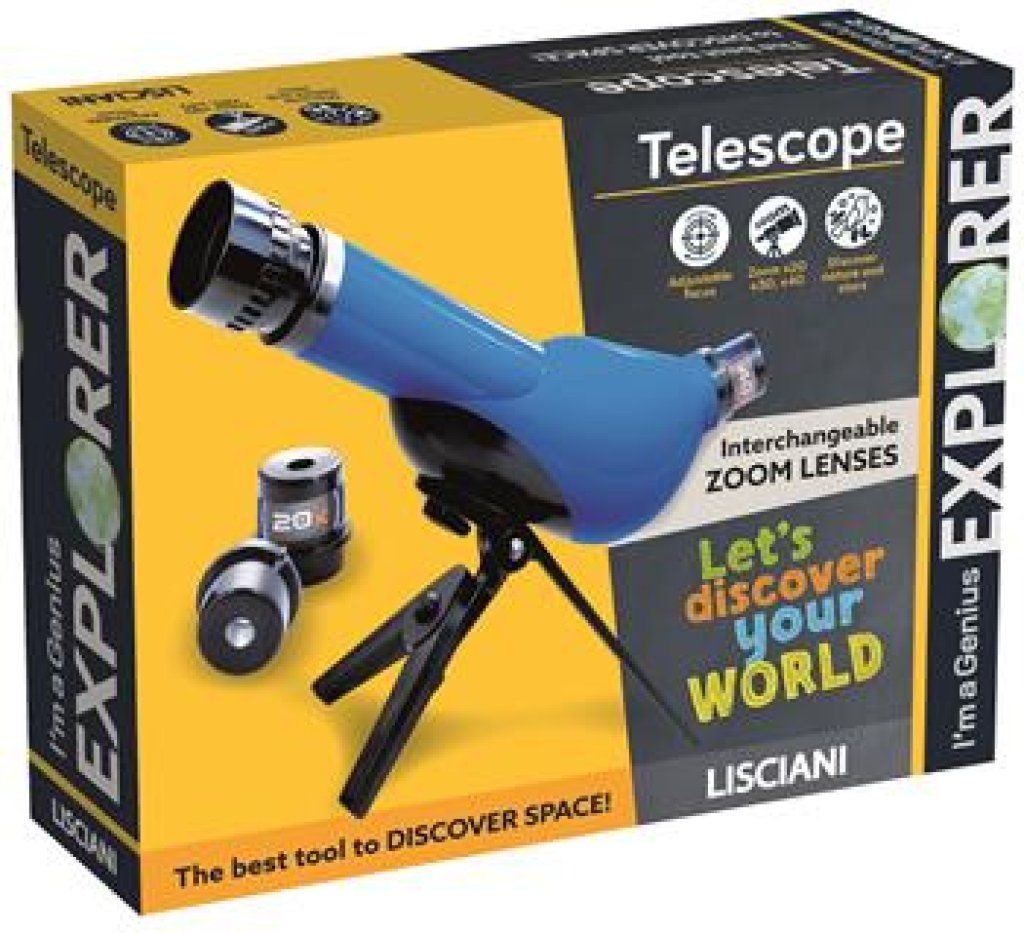 Lisciani I'm a Genius Explorer 117093 – Telescopio per bambini con obiettivi zoom e treppiede