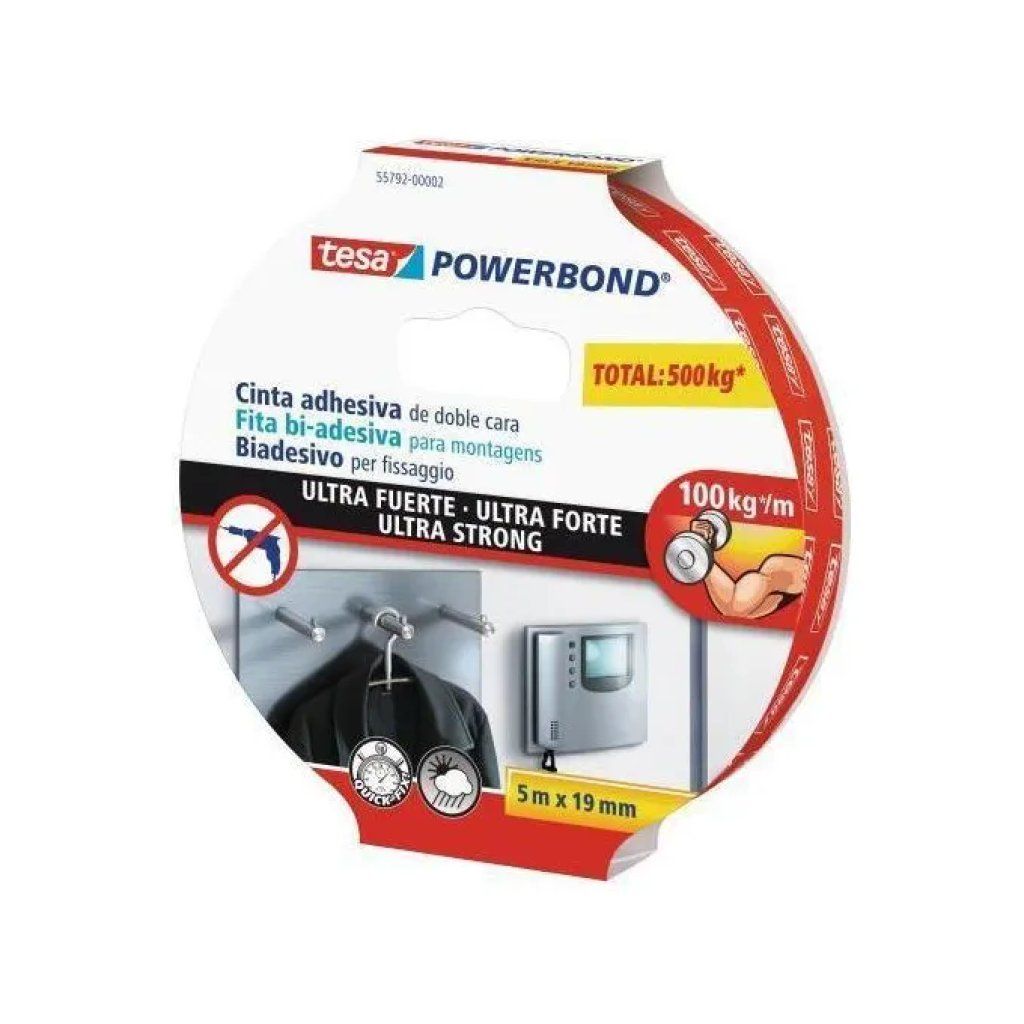 TESA Powerbond Ultrastrong – Nastro biadesivo 5 m x 19 mm