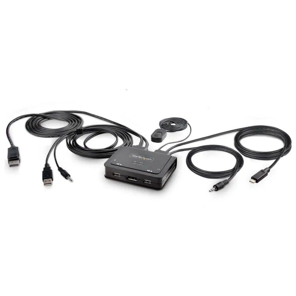 StarTech.com C2-D46-UAC-CBL-KVM Switch KVM ibrido a 2 porte con cavi integrati USB-A DisplayPort Audio 1