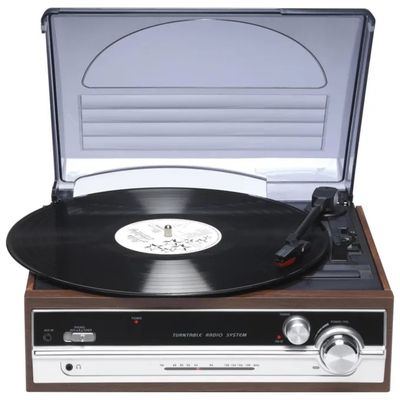 Denver VPR-190 MKII Giradischi Vinile con Radio FM, Altoparlanti Integrati e Finitura Marrone