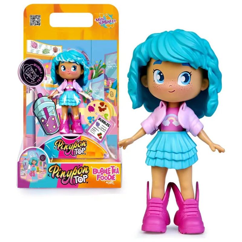 Pinypon TOP Bambola Bubble Tea Articolata con Accessori