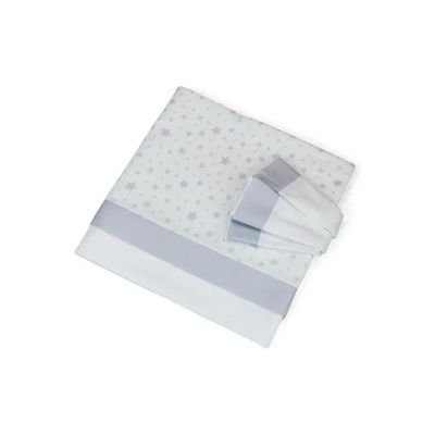 Baby Idea Set Lenzuola Lettino 3 Pezzi in Cotone, Fantasia Stelline Lilla