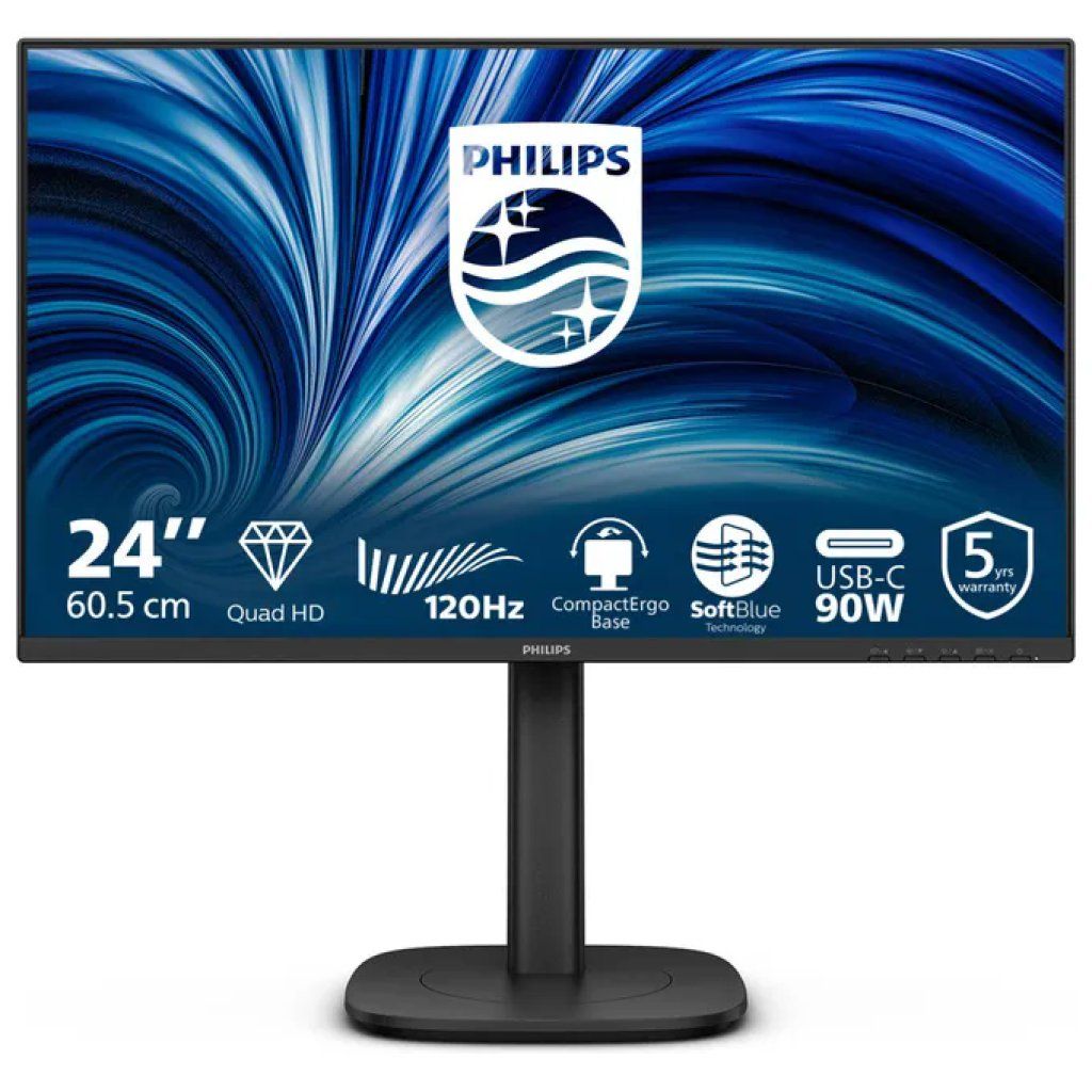 Philips monitor 23,8 pollici IPS QHD 2560x1440, 120Hz, docking USB-C 90W, HDMI 2.1, DisplayPort, RJ45