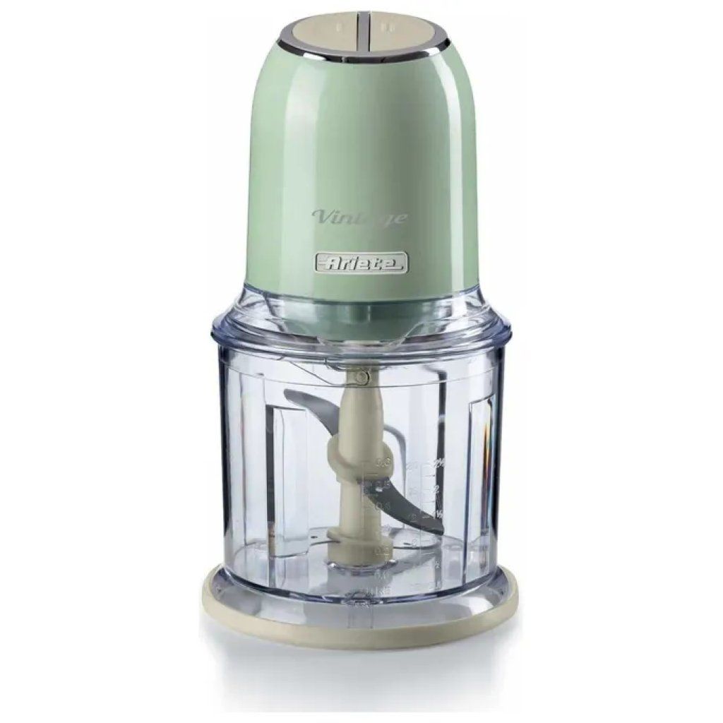 Ariete 0438 Vintage Tritatutto Chopper e Tritaghiaccio 2 velocita' 4 lame Acciaio Inox 600 ml 400 W