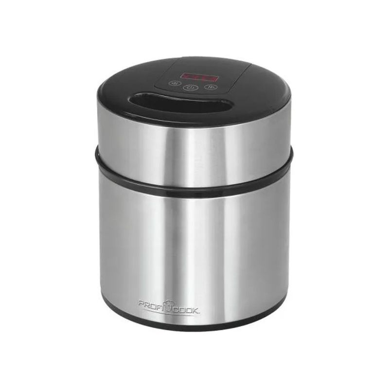 ProfiCook PC-ICM 1140 Gelatiera e Yogurtiera 1,8 L, 12 W, Timer Digitale, Acciaio Inox, Nero