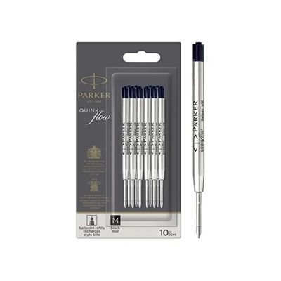 PARKER Quinkflow – 10 ricariche nere per penna a sfera, punta media PARKER Quinkflow – 10 ricariche nere per penna a sfera, punta media
