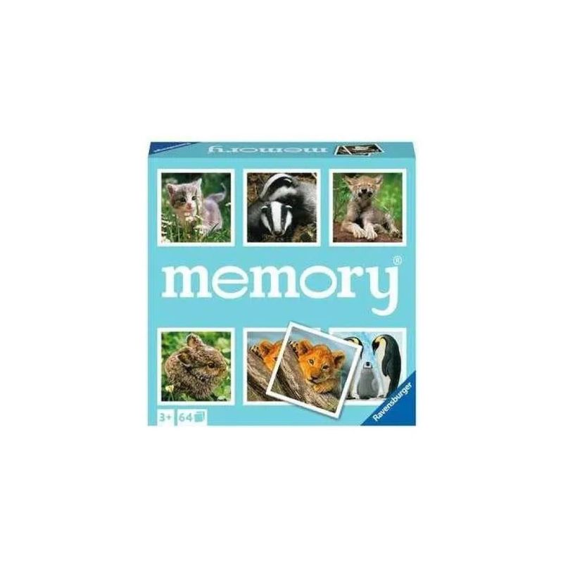 Ravensburger Memory Animal Babies – Gioco di memoria, 64 carte