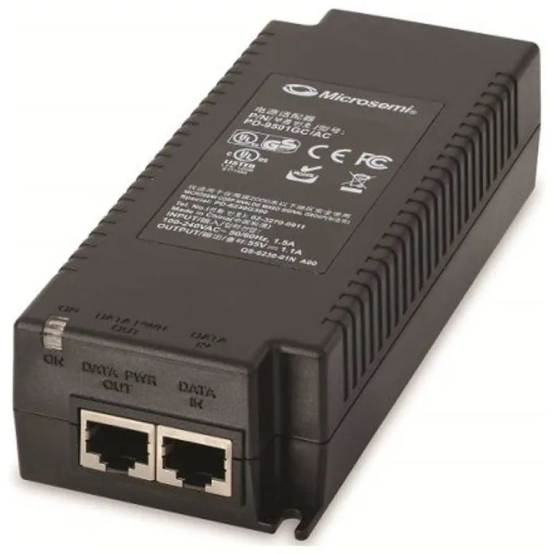MICROCHIP TECHNOLOGY Microchip PD-9501GCS-AC-EU Convertitore Media PoE 60W Gigabit Ethernet IEEE 802.3bt Nero