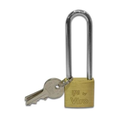 VIRO 555 Lucchetto in Ottone Satinato, Arco Lungo 9 cm VIRO 555 Lucchetto in Ottone Satinato, Arco Lungo 9 cm