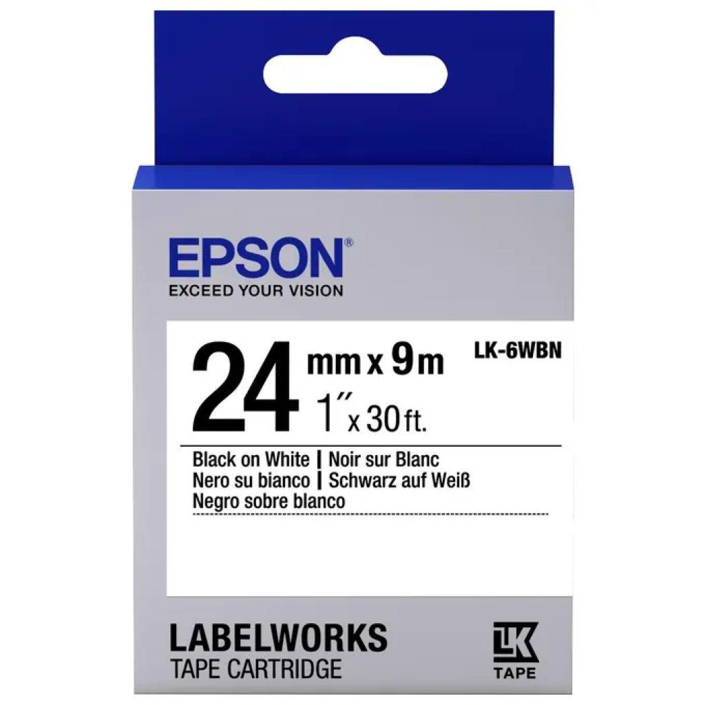 Epson LabelWorks LK-6WBN – Nastro nero su bianco, 24 mm x 9 m Epson LabelWorks LK-6WBN – Nastro nero su bianco, 24 mm x 9 m