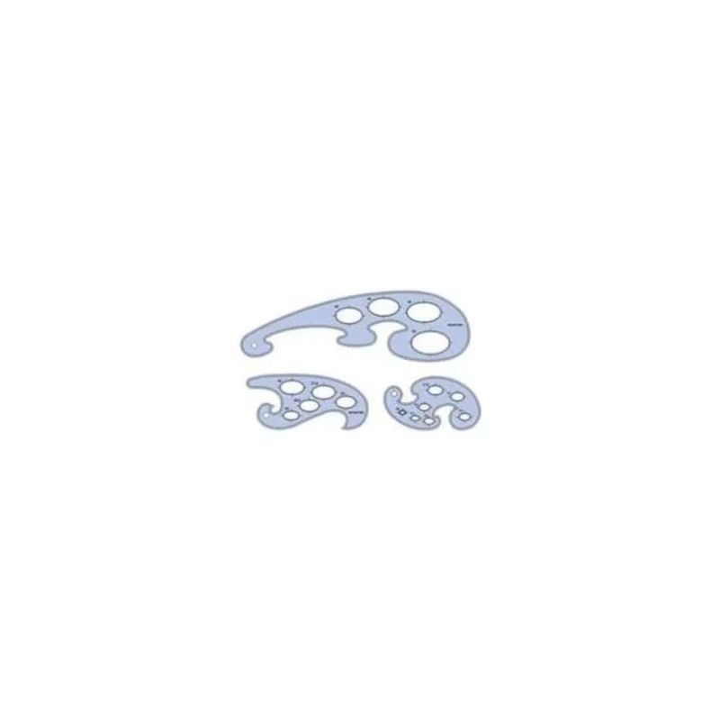 Maped Set da 3 Curvilinee in Plastica Blu