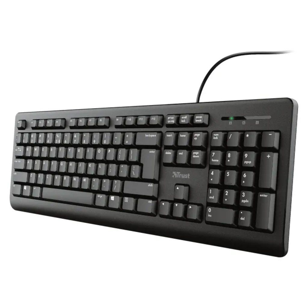 Trust TK-150 Tastiera USB QWERTY Spagnola, 104 Tasti, Nera